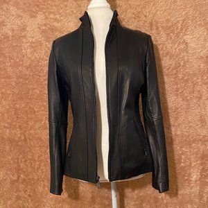Nautica Womens Black Leather Jacket Size Medium